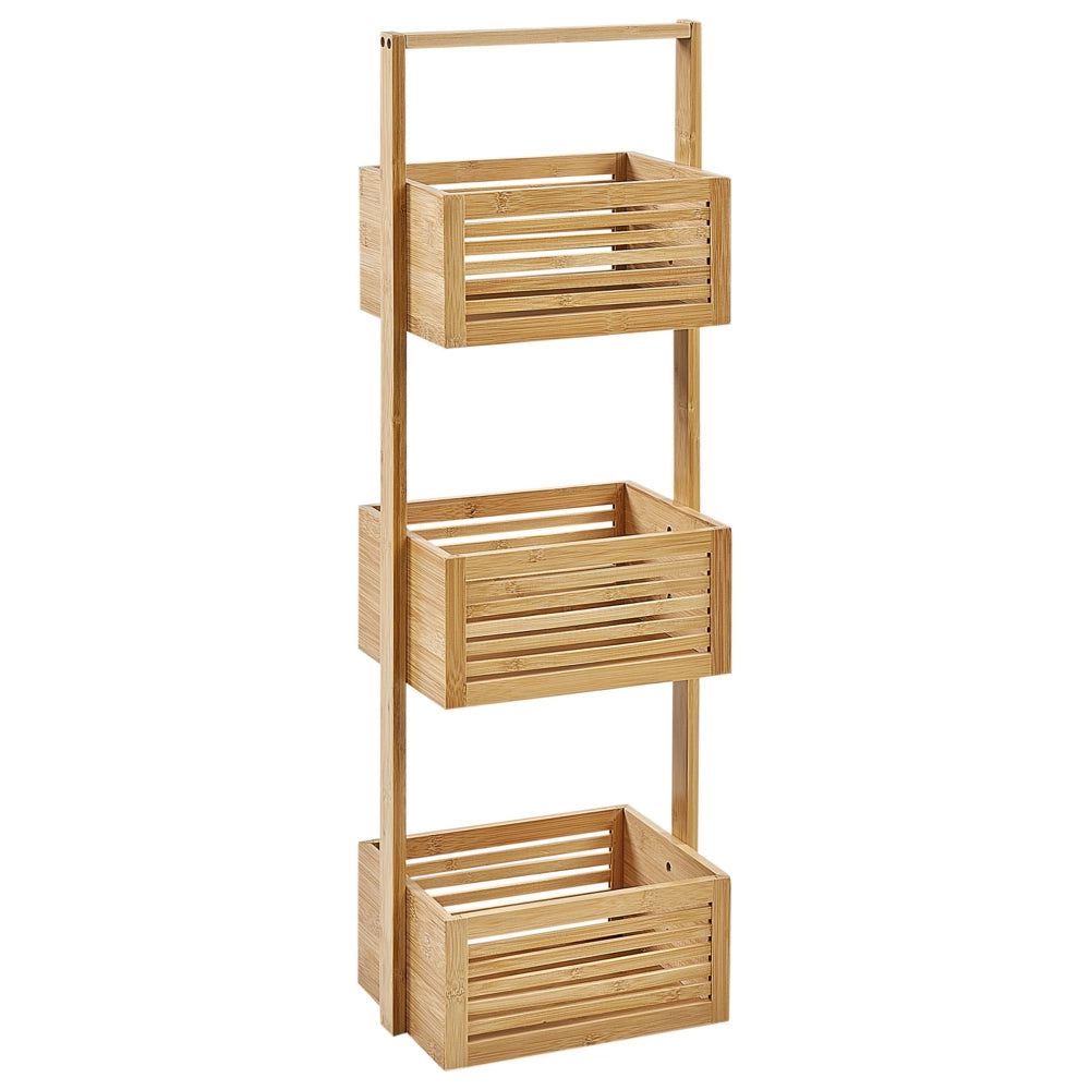 Scaffale da bagno in marrone chiaro di bambù a 3 ripiani per il bagno