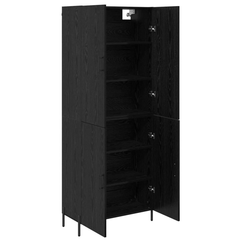 Credenza-Buffet-Armadio da cucina Rovere Nero 69,5 x 34 x 180 cm Legno multistrato 680849