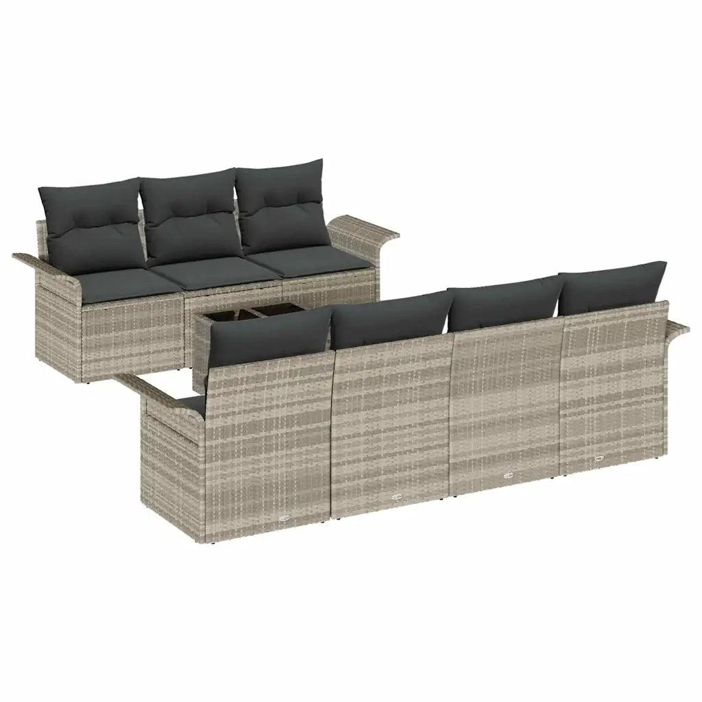 Set Divano da Giardino 8 pcs Grigio chiaro polyrattan 3345272