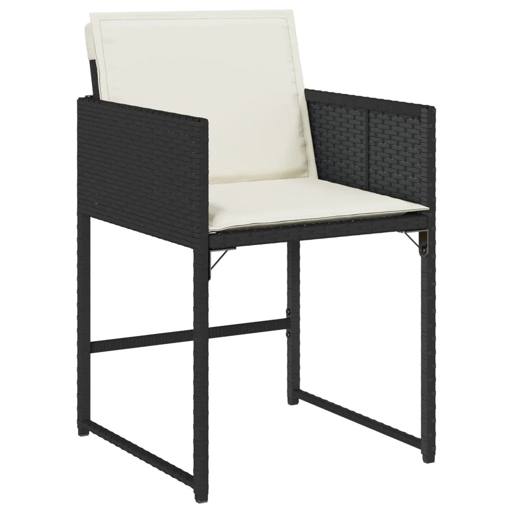 Sedie da Giardino con Cuscini 4 pz Nere in Polyrattan 4007475