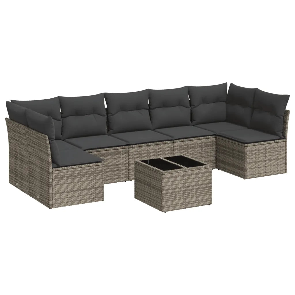 Set Divano da Giardino 8 pz con Cuscini Grigio in Polyrattan 3217440