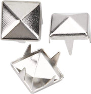 Studi di Spillo Quadrati a Quattro Viti 400 Set - Ferri per Lavorazione della Pelle per Tas, Abbigliamento e Scarpe - 6mm Argento.