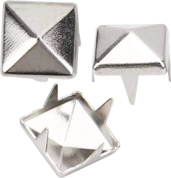 Studi di Spillo Quadrati a Quattro Viti 400 Set - Ferri per Lavorazione della Pelle per Tas, Abbigliamento e Scarpe - 6mm Argento.