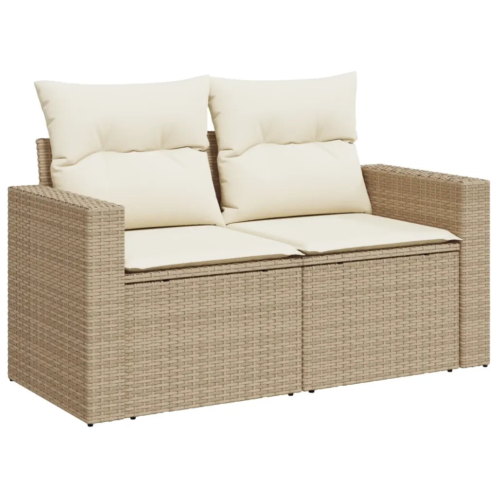 Set Divano da Giardino 9 pz con Cuscini Beige in Polyrattan 3219428
