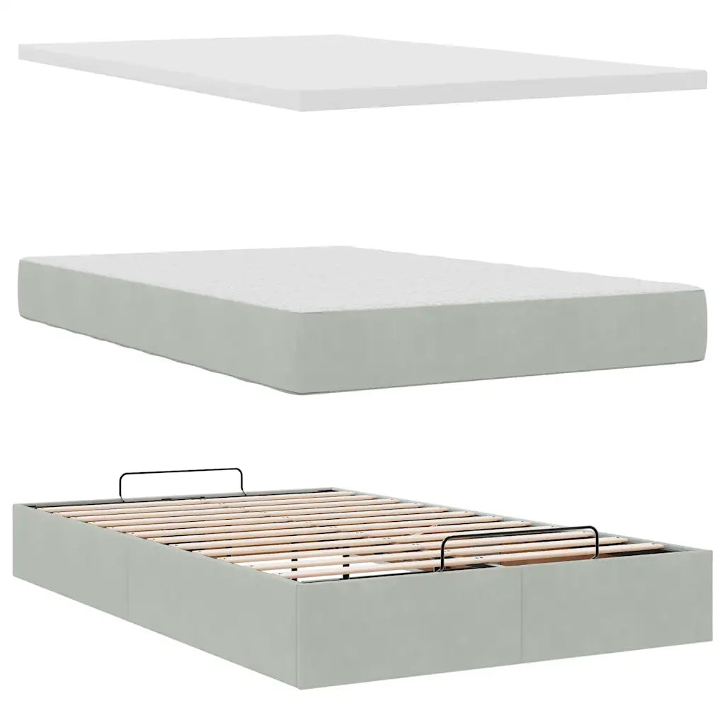 Pouf Letto con Materasso e LED Grigio Chiaro 120x190cm Velluto 3312536