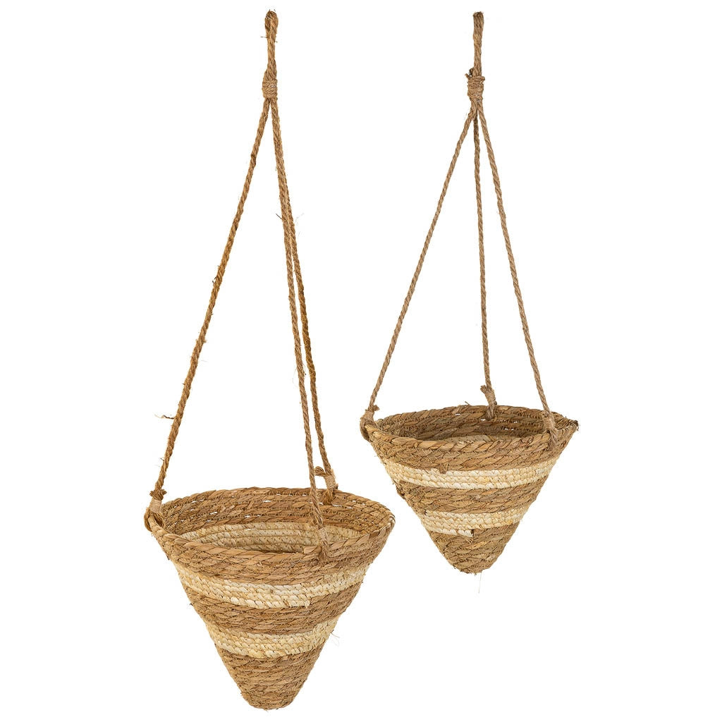 Cestini pensili in fibra naturale marrone d26x25h-d22x18h