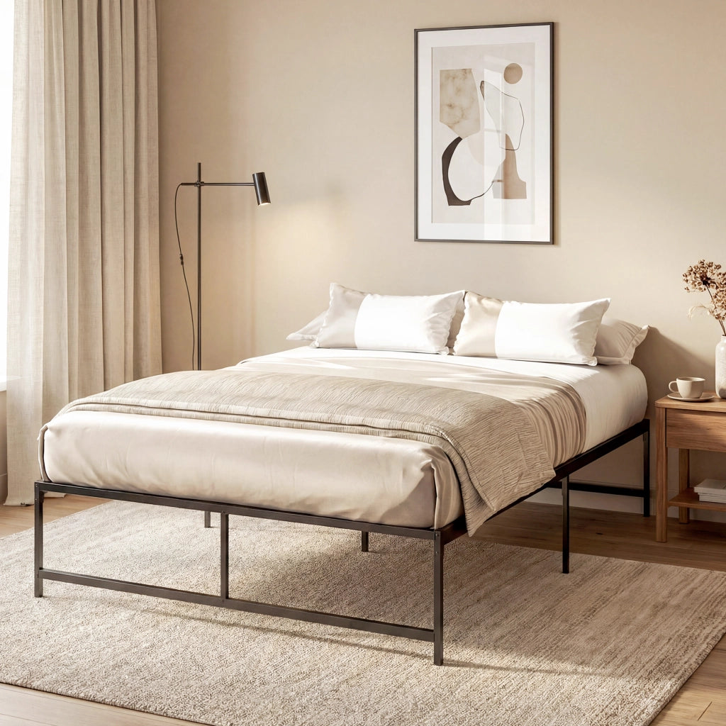 Letto Matrimoniale Contenitore con Rete a Doghe ¨C Minimal ¨C Nero Acciaio 140x190