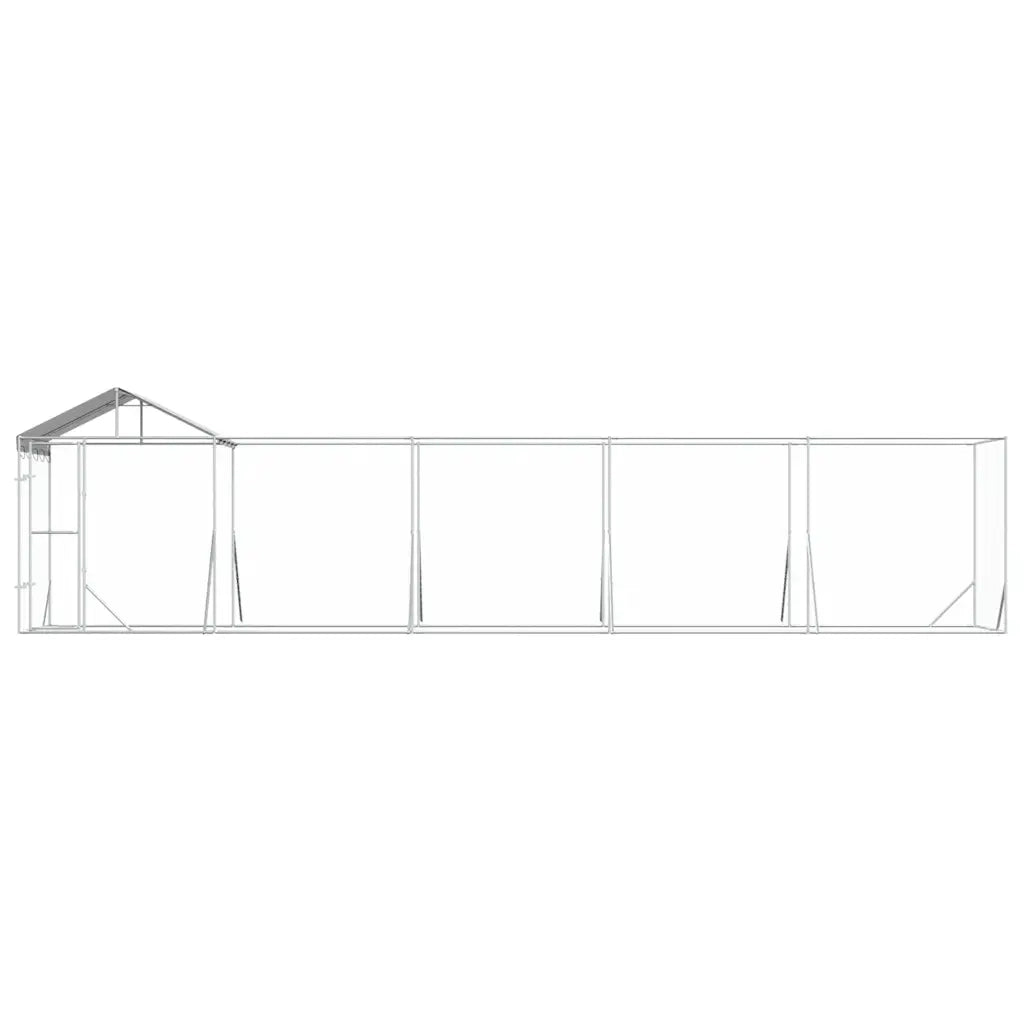 Cuccia Cani da Esterno Tetto Argento 10x2x2,5 m Acciaio Zincato 3190468