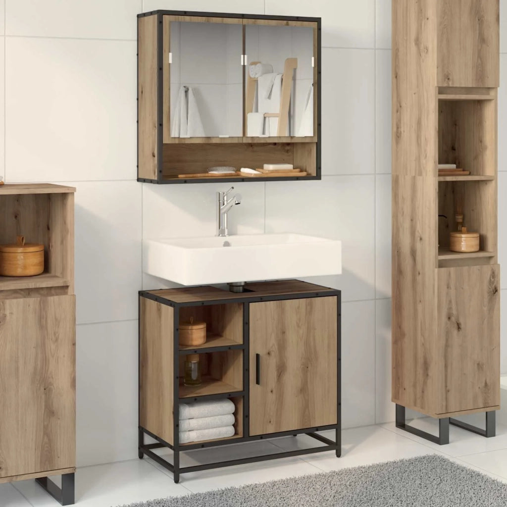 Mobile da Bagno con porta Rovere artigianale 65 x 33 x 60 cm 883635