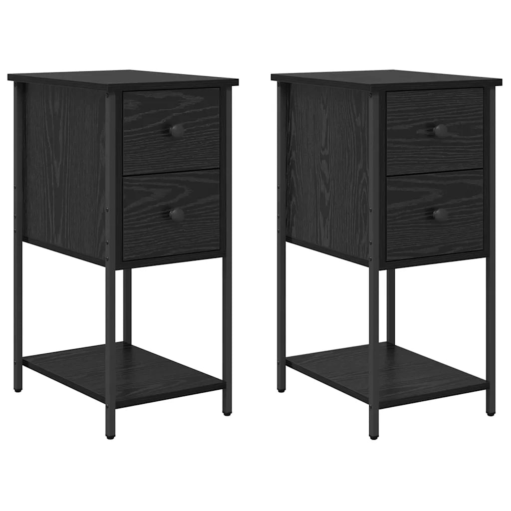Armadio da Notte con cassetto 2 pcs Rovere nero 32 x 42 x 70 cm 871290