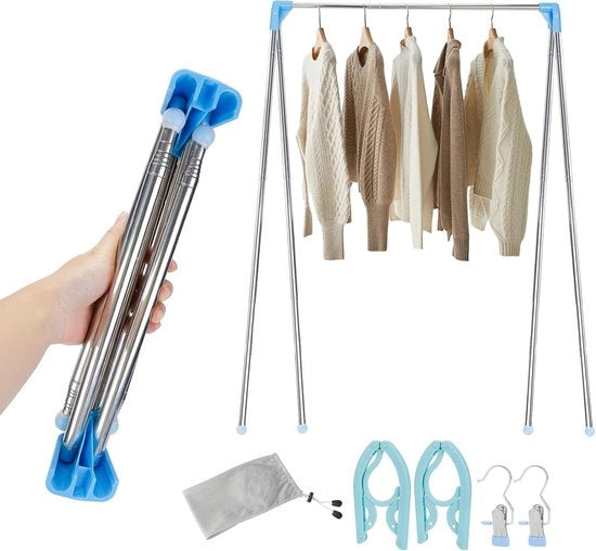 Supporto per Abbigliamento Portatile - Ripiegabile e Regolabile - 1 pezzo - Blu