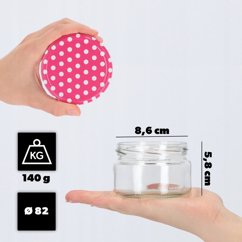 KADAX Denia barattoli per conserve 250ml 10 pezzi 82mm + coperchio "Piselli rosa"