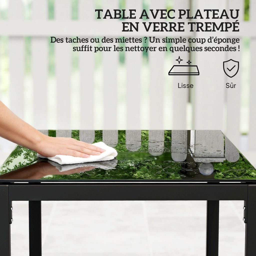 Set da giardino 2 posti con tavolo e sedie ¨C zephmum ¨C marrone, resina, vetro temperato