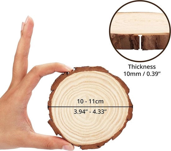 Decine di Dischi di Legno Naturale 10-11cm - Disco di Legno con Corteccia - Fai da Te, Hobby, Supporti, Decorazioni, Natale