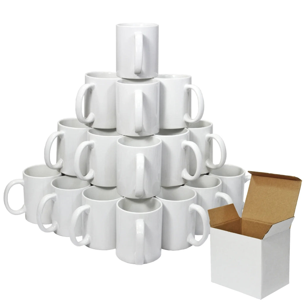 36 Tazze 325ml in Ceramica Bianca per Stampa a Sublimazione Con Scatole Bianche