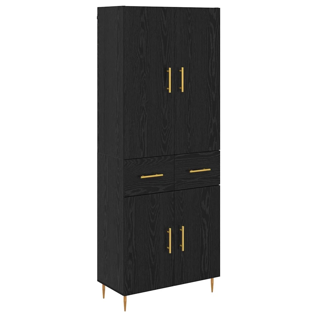 Credenza-Buffet-Armadio da cucina Rovere Nero 69,5 x 34 x 180 cm Legno multistrato 697117