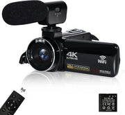Registrazione Video 4K - 2 in 1 Set con Microfono Esterno - Incluso 2 Batterie e Ricetrasmittente - Con Connessione Wi-Fi - 18x Zoom Digitale - Visione Notturna - Stabilizzazione Immagine