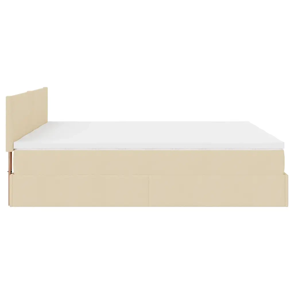 Struttura Letto Pouf con Materassi Crema 200x200 cm in Tessuto 3311985