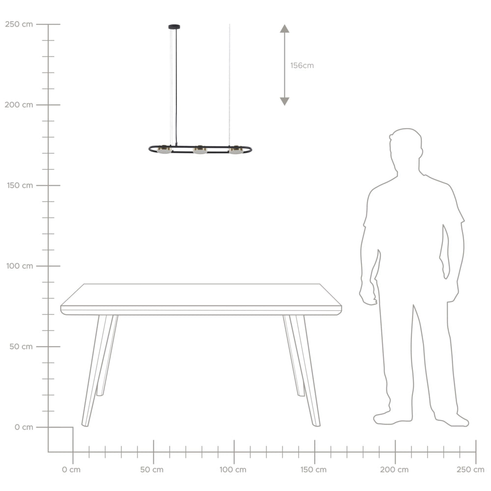 Lampada a sospensione in ottone Nero in acciaio luci a LED integrate a 3 luci forma geometrica illuminazione a binario a sospensione cucina
