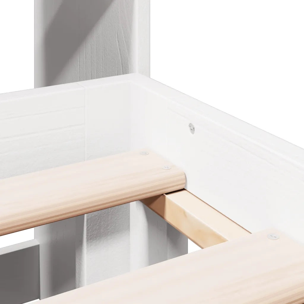 Letto matrimoniale | Letto per adulti | Letto Libreria senza Materasso Bianco 135x190 cm Legno di Pino