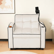 Divano letto 83x167x76 cm 3 in 1 con portabicchieri e supporto per telefono in schiuma beige