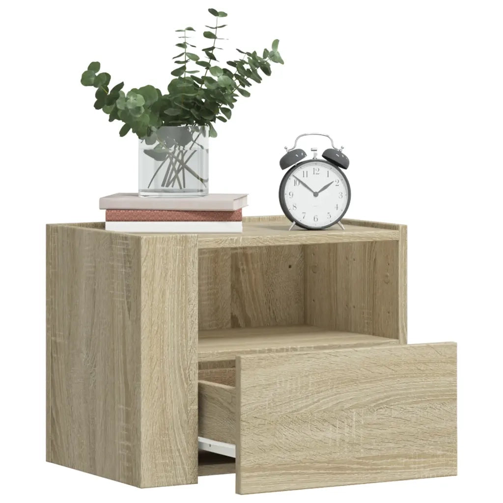 Set di 2 Comodini | Armadio da Notte | Mobiletto da notte a Muro Rovere Sonoma 45x30x35 cm