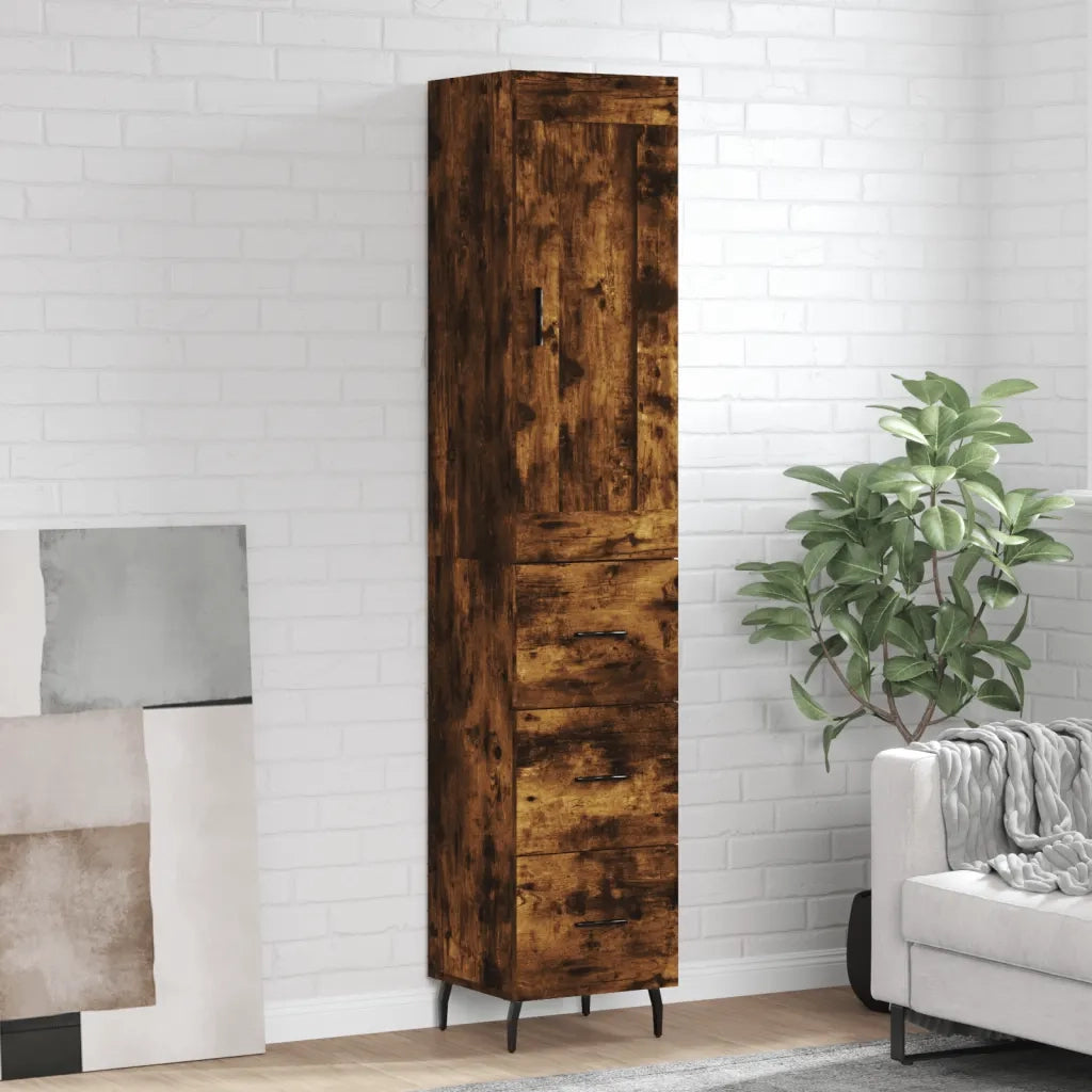 Credenza-Buffet-Armadio da cucina Rovere Fumo 34,5x34x180 cm in Legno Multistrato 307919