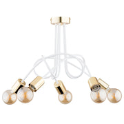 Plafoniera loft metallo bianco oro Tango Alfa 5xE27