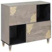 Credenza-Buffet-Armadio da cucina Grigio e Oro 80 x 33 x 75 cm Legno di mango massello