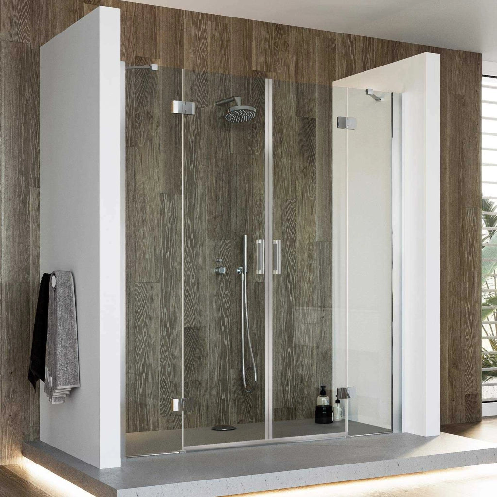 Porta Doccia 190CM H190 Vetro Trasparente con Easy-Clean mod. Flip Anta + Anta