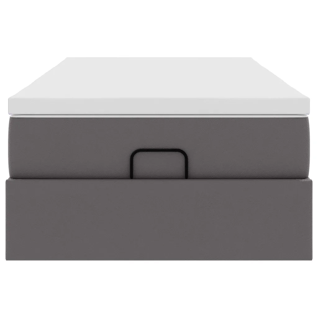 Struttura Letto Pouf con Materasso Grigio 80x200 cm Similpelle 3311009