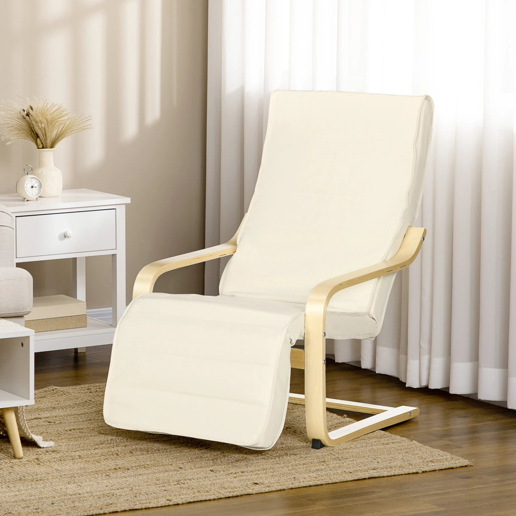 Poltrona Relax Reclinabile con Poggiapiedi e Poggiatesta ¨C Zephmum ¨C Tessuto Crema 66.5x94x100 cm