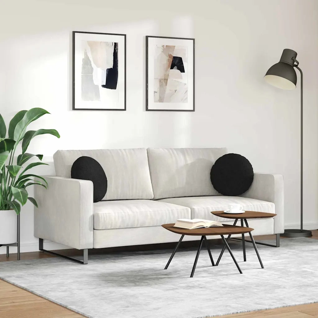 Cuscini per Seduta 2 pcs Nero Ø40 x 13 cm Tessuto 42014122
