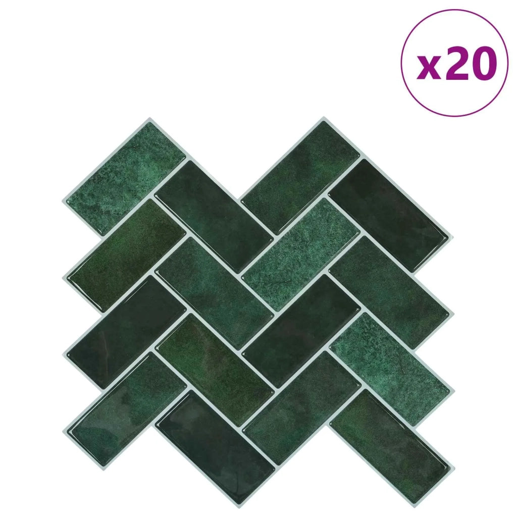 Piastrella a Spina di Pesce 20 pcs Verde Scuro 30 x 30 cm 42046190