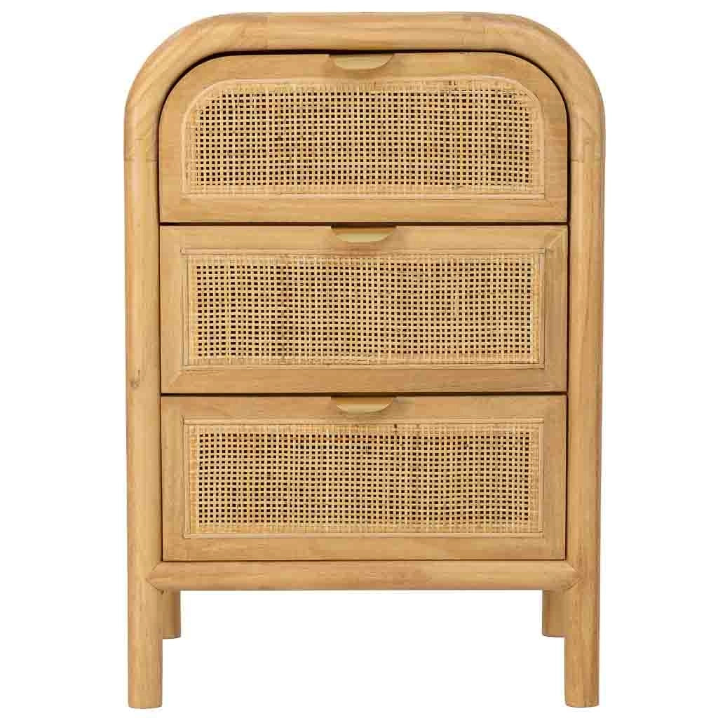 Comodino in legno e rattan marrone 45x35x66h cm