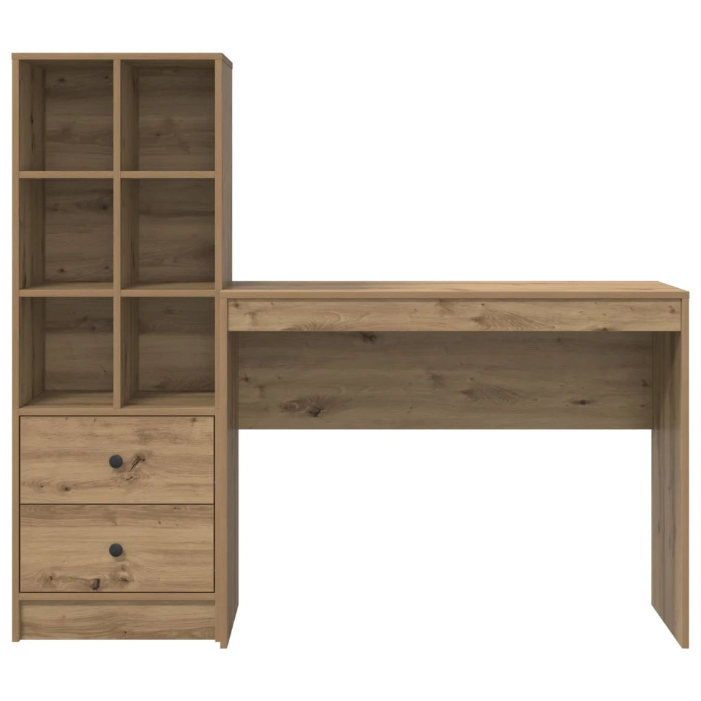 Scrivania con cassetto con lo scaffale 2 pcs Rovere artigianale 3337336