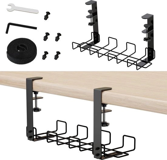 Gestione cavi sotto il tavolo - Cassa cavi in metallo 38 cm - Gestione cavi per cavi e prese.