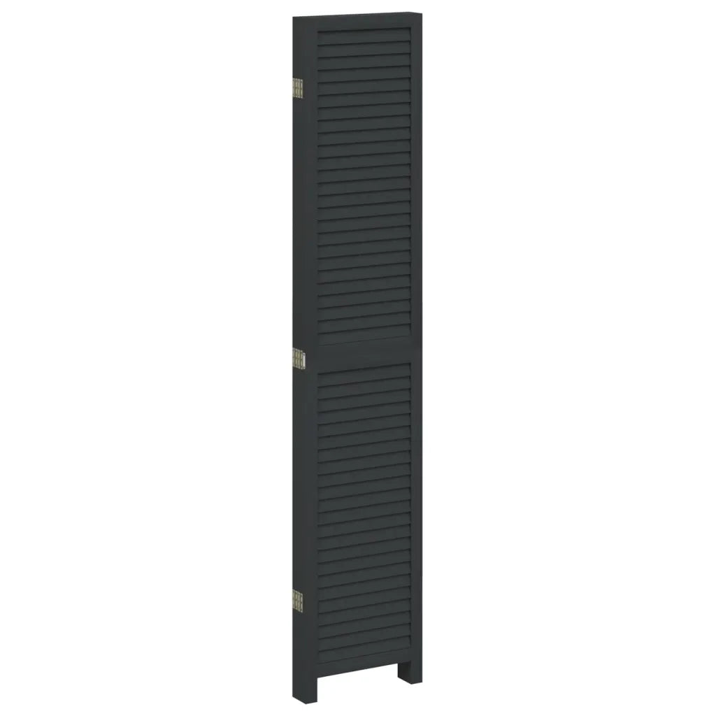 Divisorio Ambienti | Divider per stanze | Paravento 5 Pannelli Nero Legno Massello di Paulownia