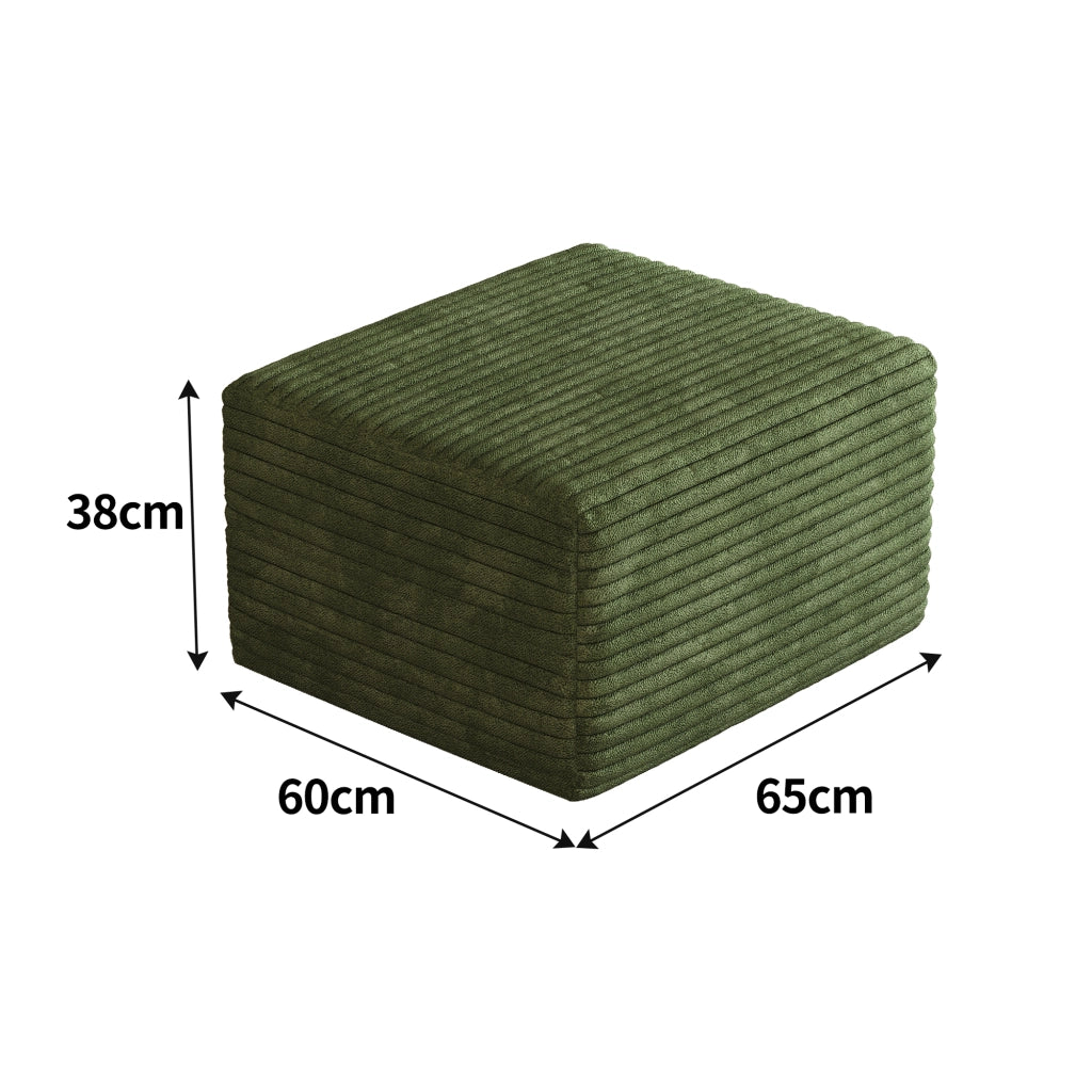 Poltrona pouf con seduta in schiuma ad alta elasticità e rivestimento in tessuto a coste verde