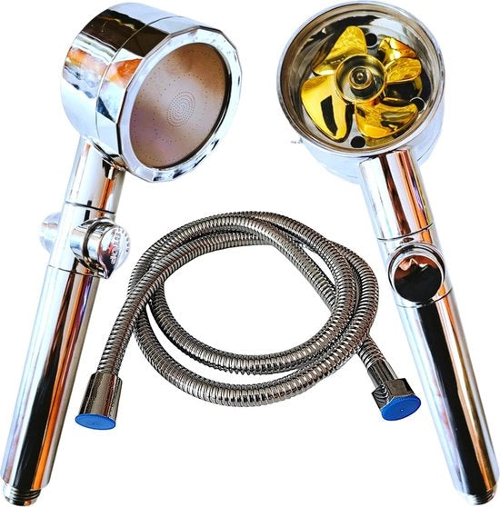 Douchekop modaiolo con 1,5 m tubo, 3 getti di rilassamento, douchekop risparmiatore d'acqua, maggiore pressione d'acqua, con interruttore, doccia a pioggia e funzione di massaggio, douchekop fissabile, douchetta manuale.