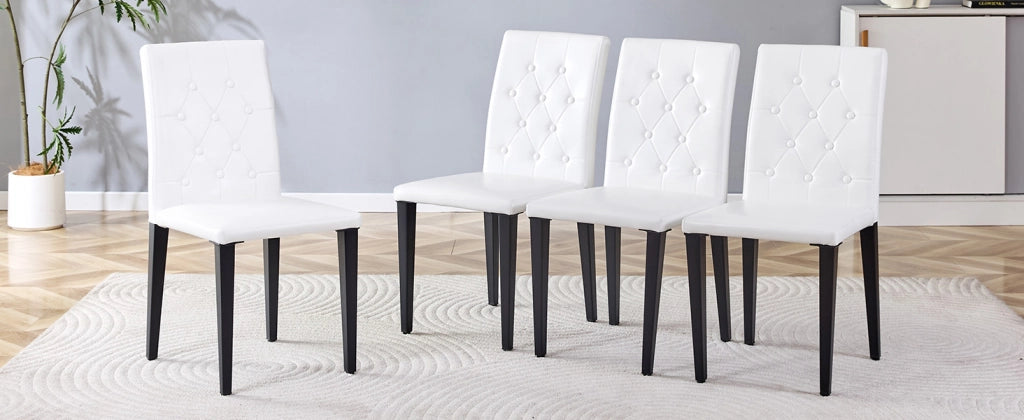 Set di 4 sedie da pranzo in bianco e nero: lusso discreto. La scelta ideale per le sale da pranzo in stile europeo, con gambe in metallo nero per una