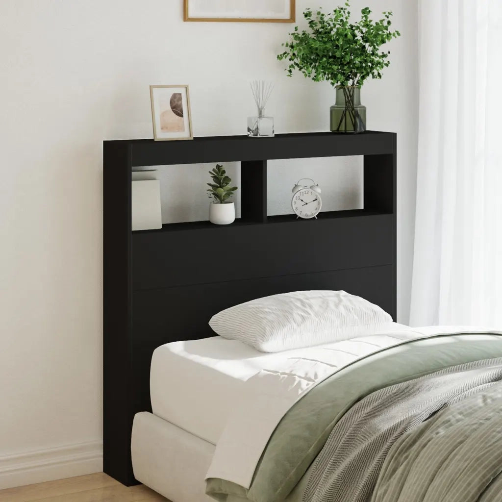 Testiera | Testata con Contenitore a LED Nera 100x17x102 cm