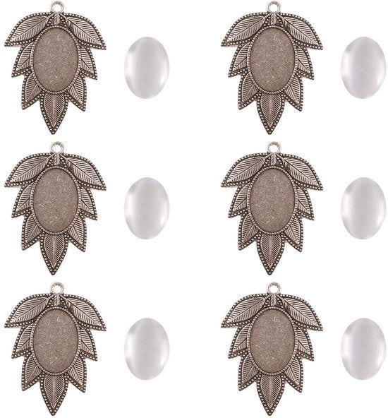 Hanger per Accessori Antichi con Cabochon Ovale in Vetro - Scatole con Borchie - Sostenibile - 40,5 mm di Larghezza - 52 mm di Lunghezza - Gioielleria