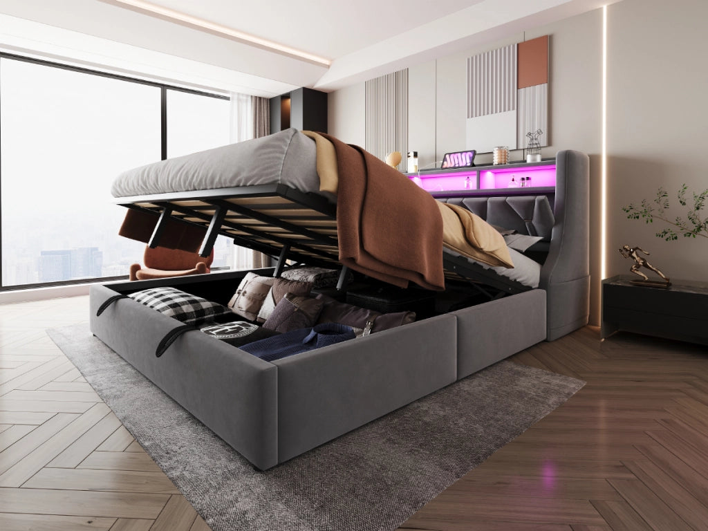 letto imbottito velluto grigio 180 x 200 cm