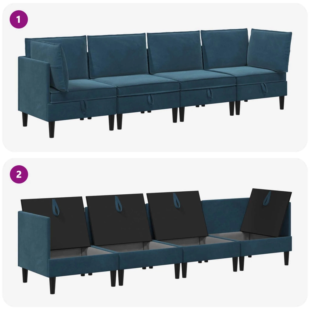 Set di mobili per il soggiorno con cuscino 4 pcs Blu Velluto 3413769