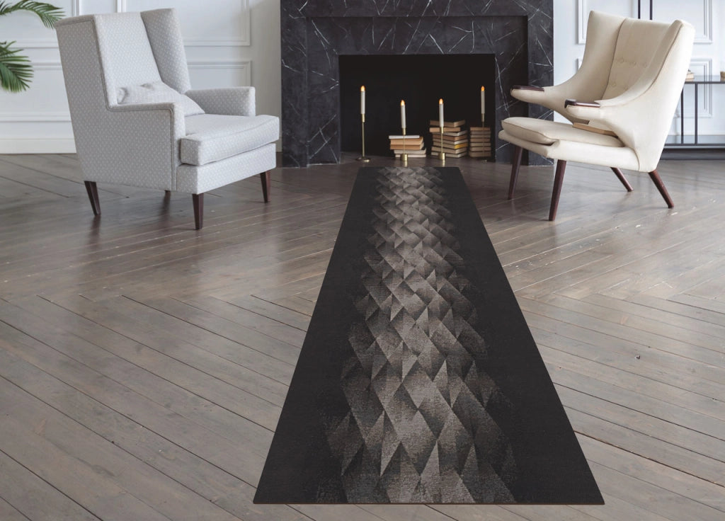 Tappeto Passatoia Tessuto Jacquard Linea Emozioni Disegno Diamante Nero - 57x140 - Nero