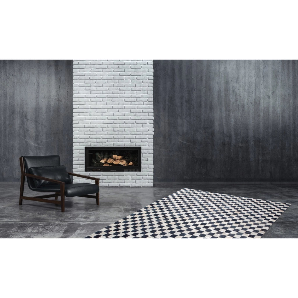 Tappeto Rocket 200 in Vera Pelle con Effetto Patchwork Argento