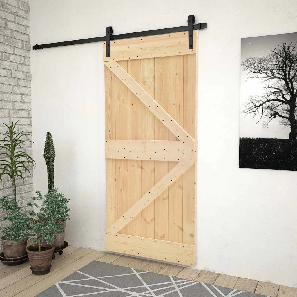 Porta scorrevole Naturale e Nero 100 x 210 cm 3444868