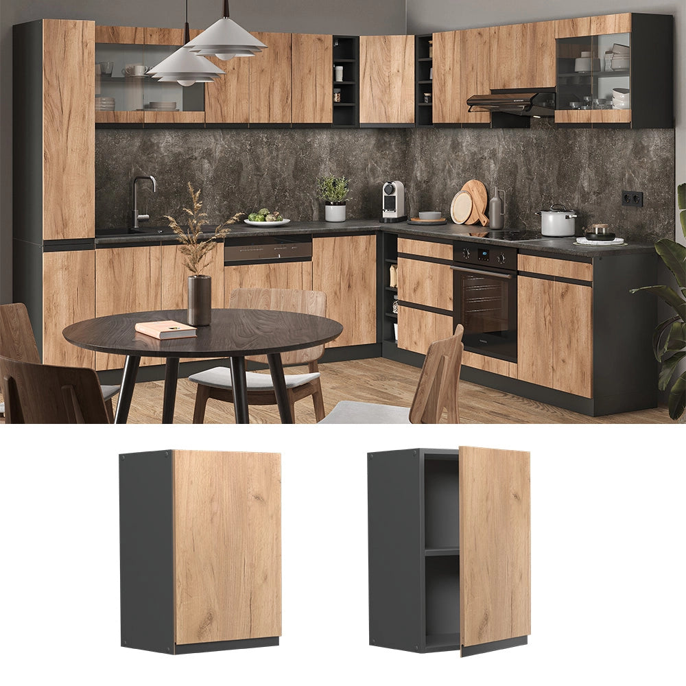 Vicco Pensile da cucina Quercia dorata 40 cm Forma a J