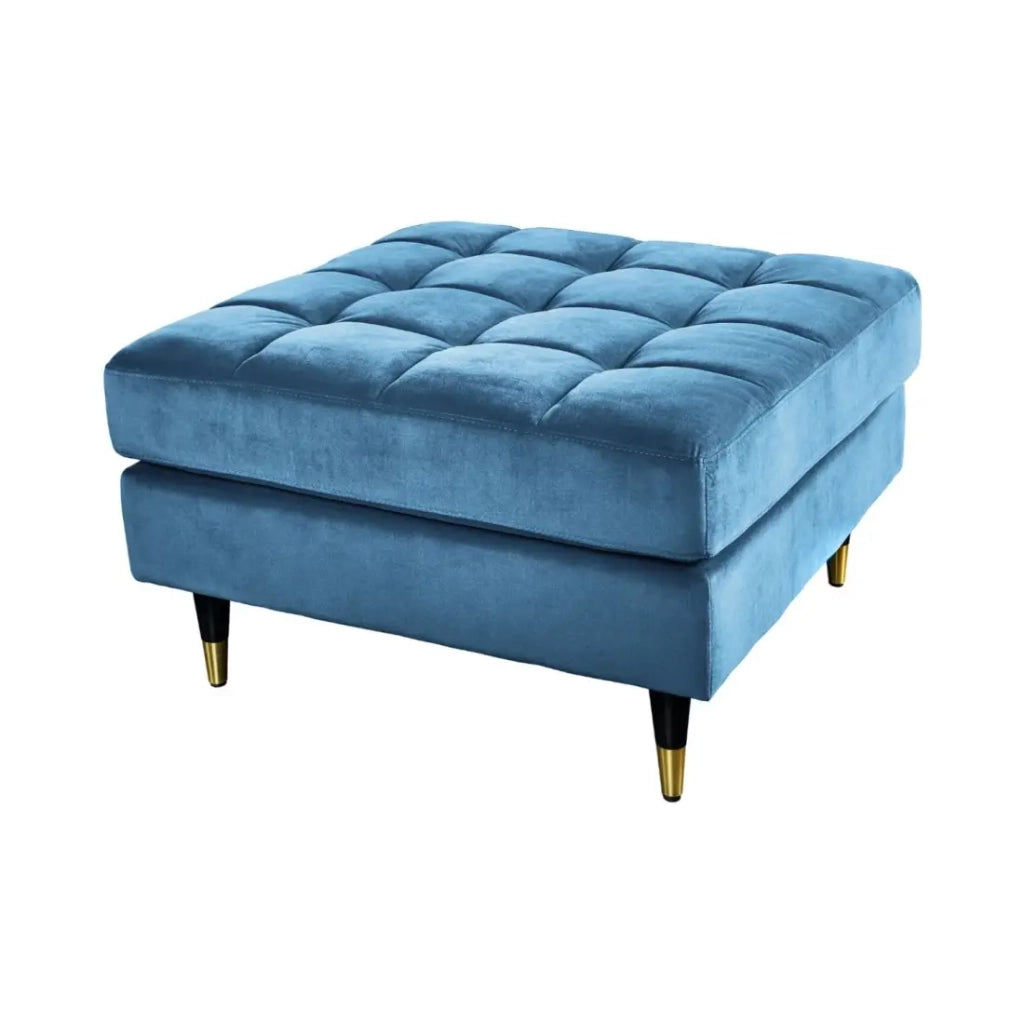 Pouf KOLIRI turchese blu – design quadrato in velluto